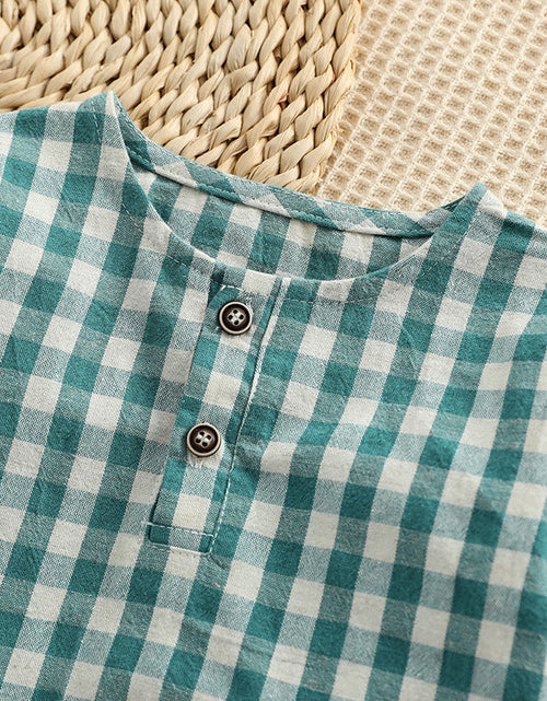 Load image into Gallery viewer, Baby Plaid Graphic Tops And Solid Shorts With Hat 1Pieces Sets by MyKids-USA™
