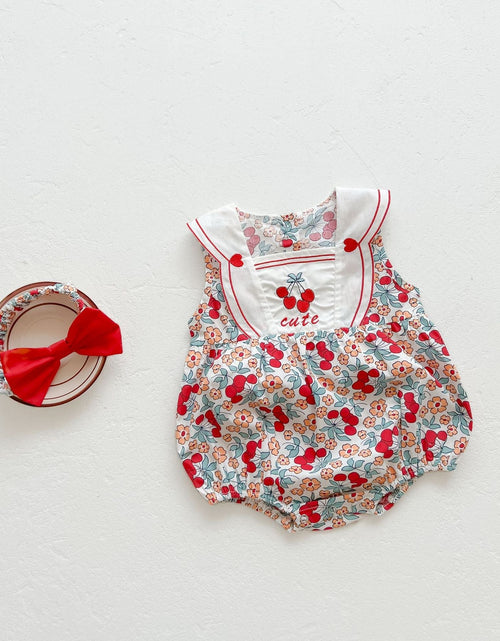 Load image into Gallery viewer, Baby Girl Floral Print Pattern With Headband Sleeveless Onesie by MyKids-USA™
