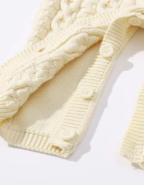 Load image into Gallery viewer, Baby Solid Color Crochet Knitted Pattern Shoulder Button Design Rompers by MyKids-USA™
