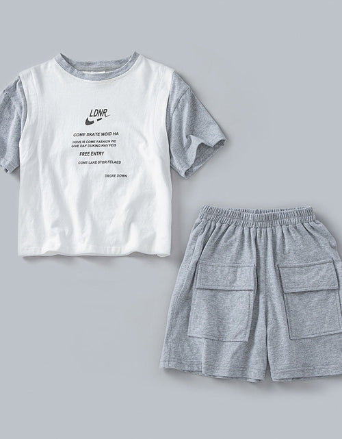 Load image into Gallery viewer, Letters Print Patchwork Design T-Shirt Combo Shorts 2-Pieces Sets by MyKids-USA™
