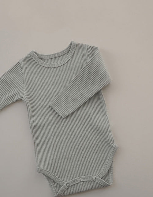 Load image into Gallery viewer, Baby Solid Color Pit Strip Fabric Long Sleeve Bodysuit by MyKids-USA™
