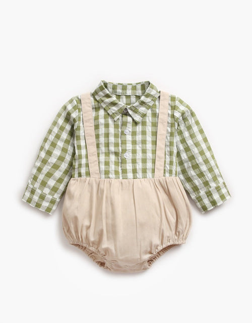 Load image into Gallery viewer, Baby Boy 1pcs Plaid Pattern False 1 Pieces Design Lapel Bodysuit Onesies by MyKids-USA™
