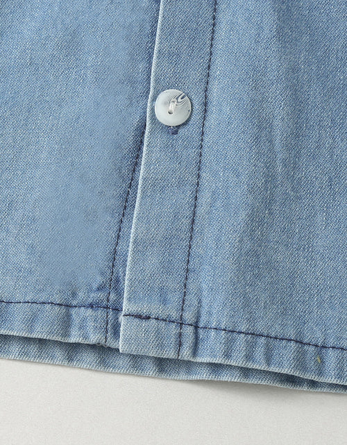 Load image into Gallery viewer, Baby Solid Color Butoon Front Denim Shirt Combo Shorts Sets In Summer by MyKids-USA™
