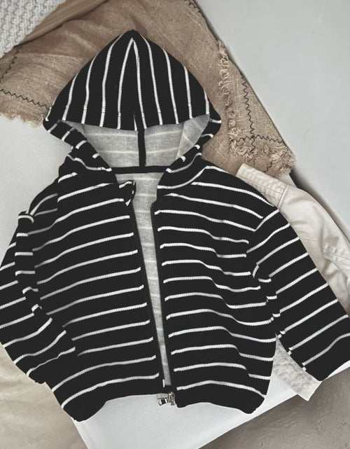 Load image into Gallery viewer, Baby Striped Pattern Single Breasted Design Long Sleeve Coat With Hat by MyKids-USA™
