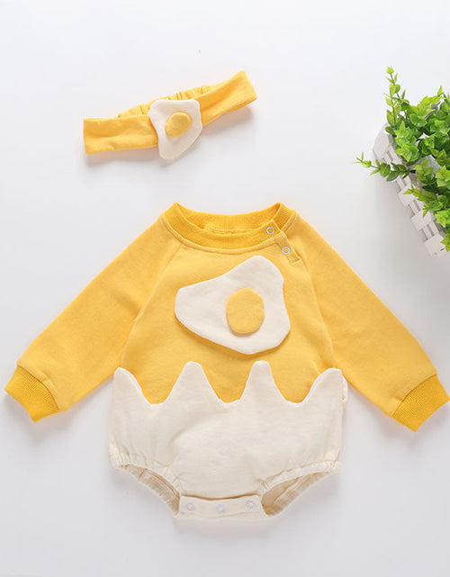 Load image into Gallery viewer, Baby Cartoon Egg Shape Design Long Sleeved Cute Bodysuit With Headband by MyKids-USA™

