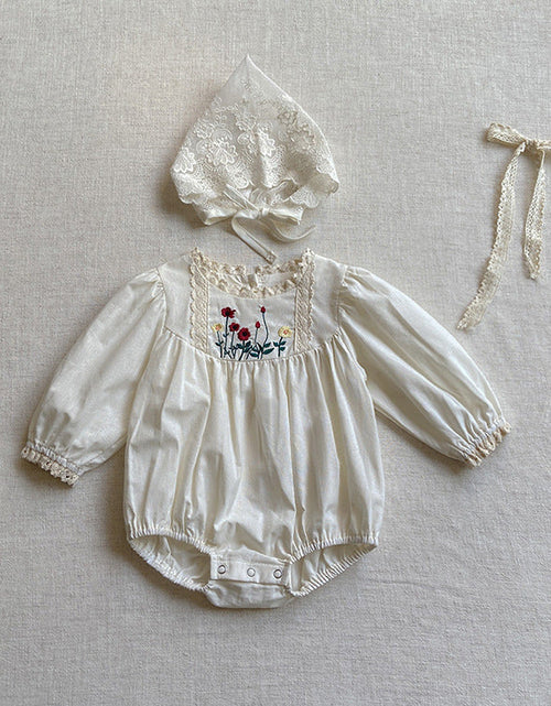 Load image into Gallery viewer, Baby Solid Color Embroidered Pattern Long Sleeve Onesies With Hat by MyKids-USA™
