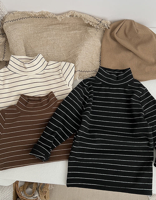 Load image into Gallery viewer, Baby Striped Pattern High Turtle Nack Soft Cotton Comfy Shirt by MyKids-USA™

