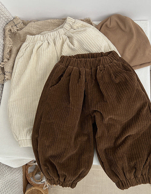 Load image into Gallery viewer, Baby Solid Color Corduroy Fabric Loose Lantern Pants In Autumn by MyKids-USA™
