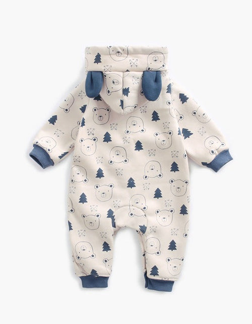 Load image into Gallery viewer, Baby Cartoon Animal Graphic Snap Button Thick Rompers With Hat by MyKids-USA™
