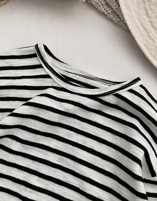 Load image into Gallery viewer, Baby Striped Graphic Long Sleeve Soft Cotton Loose Shirt by MyKids-USA™
