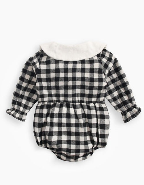 Load image into Gallery viewer, Baby Girl Plaid Pattern Doll Collar Design Long Sleeve Onesies With Buttons by MyKids-USA™
