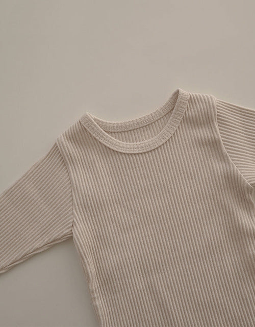 Load image into Gallery viewer, Baby Solid Color Pit Strip Fabric Long Sleeve Bodysuit by MyKids-USA™
