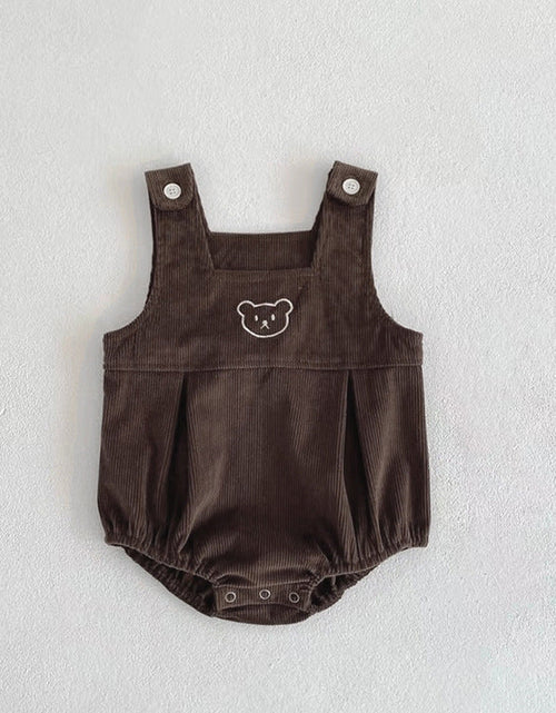 Load image into Gallery viewer, Baby Striped Shirt Combo Corduroy Fabric Cartoon Bear Embroidered Vest Bodysuit 2 Pieces Sets by MyKids-USA™

