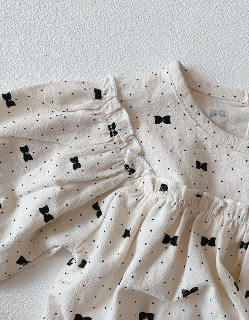 Load image into Gallery viewer, Baby Girl Bow &amp; Polka Dot Graphic A-Line Long Sleeves Shirt Combo Triangle Shorts 1 Pieces Sets by MyKids-USA™
