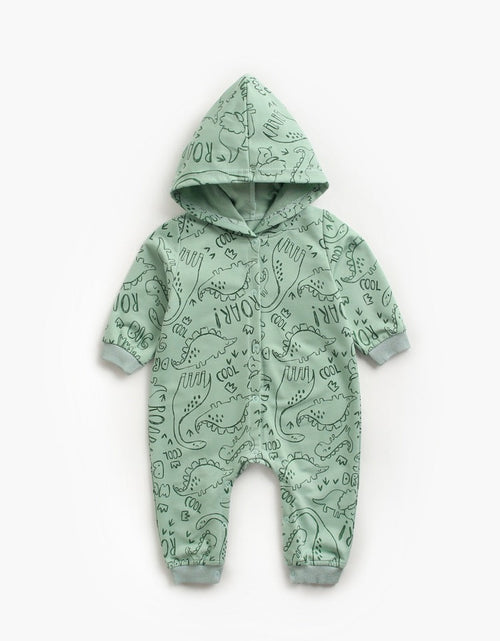 Load image into Gallery viewer, Baby Cartoon Dinosaur Graphic Snap Button Thin Style Rompers With Hat by MyKids-USA™

