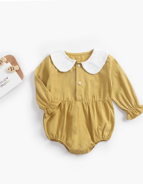Load image into Gallery viewer, Baby Girl Doll Collar Design Solid Color Long Sleeve Onesies With Buttons by MyKids-USA™
