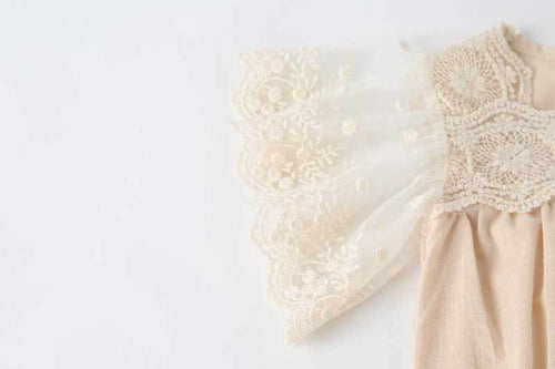 Load image into Gallery viewer, Baby Girl Lace-Sleeved Combo Lace-Collared Solid Onesies by MyKids-USA™
