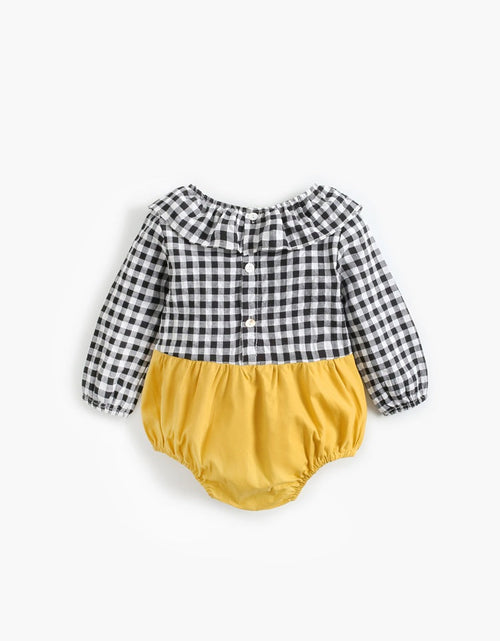 Load image into Gallery viewer, Baby Girl 1pcs Plaid Pattern False 2-Piece Design Ruffle Neck Onesies by MyKids-USA™
