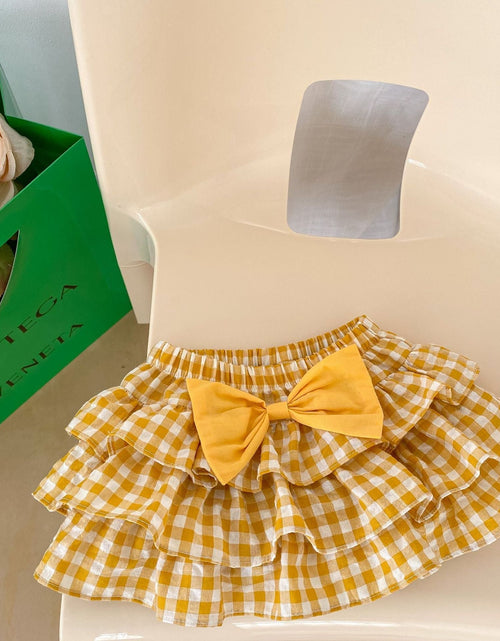 Load image into Gallery viewer, Baby Girl Cherry Laple Neck Shirt With Plaid Skirt Sets by MyKids-USA™
