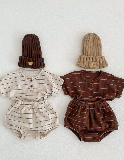Load image into Gallery viewer, Baby Striped Pattern T-Shirt Shorts Casual Comfy Sets by MyKids-USA™
