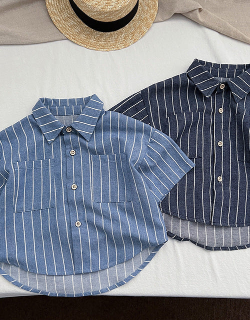 Load image into Gallery viewer, Baby Unisex Striped Pattern Single Breasted Summer Shirt by MyKids-USA™
