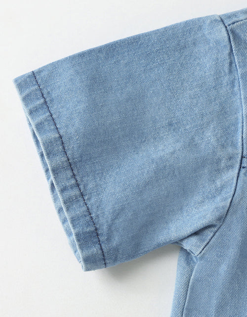 Load image into Gallery viewer, Baby Solid Color Butoon Front Denim Shirt Combo Shorts Sets In Summer by MyKids-USA™
