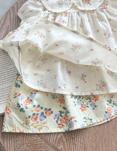 Load image into Gallery viewer, Baby Girl Floral Print Doll Collar Design Tops Combo Shorts Sets In Summer by MyKids-USA™
