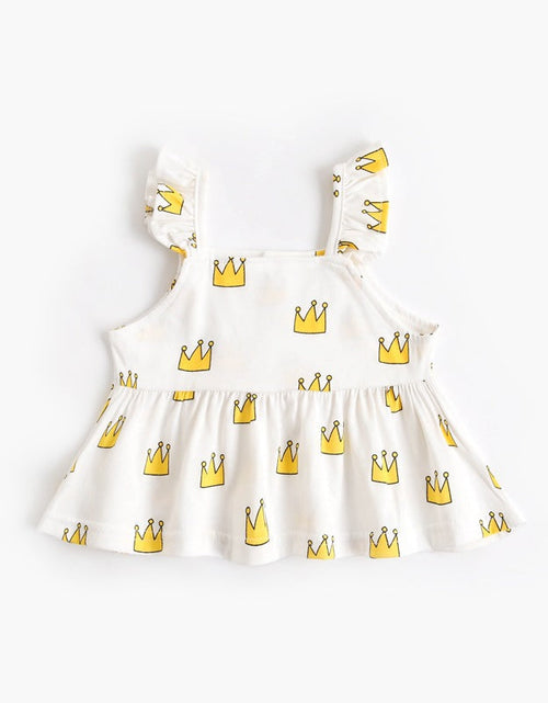 Load image into Gallery viewer, Baby Girl Printed Pattern Ruffle Design Sleeveless Tops Combo Shorts Sets by MyKids-USA™
