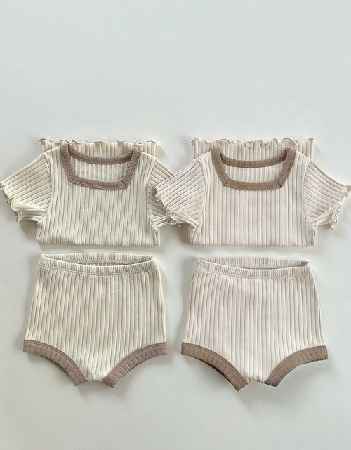 Load image into Gallery viewer, Baby Girl Colorblock Design Square Neck 2 Pieces Sets With Headband by MyKids-USA™
