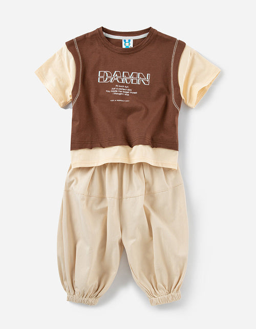 Load image into Gallery viewer, Letter Print Patchwork Design T-Shirt Combo Pants 2-Pieces Sets by MyKids-USA™

