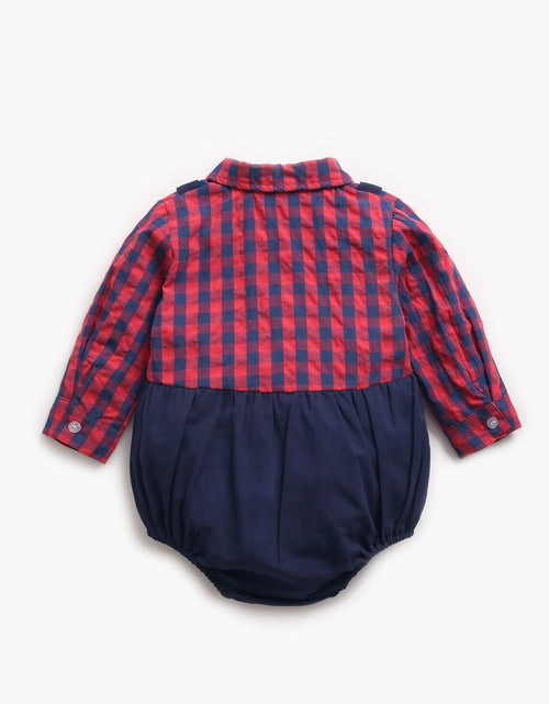 Load image into Gallery viewer, Baby Boy 1pcs Plaid Pattern False 1 Pieces Design Lapel Bodysuit Onesies by MyKids-USA™
