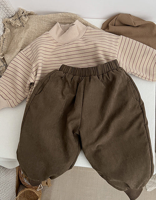 Load image into Gallery viewer, Baby Solid Color Thickened Lambswool Drawstring Casual Trousers by MyKids-USA™
