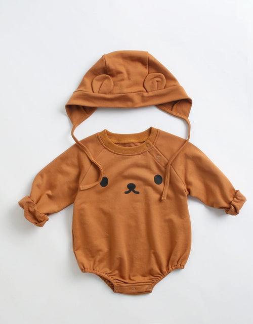 Load image into Gallery viewer, Baby 1pcs Cartoon Print Pattern Long Sleeved Cotton Triangle Onesies With Hat by MyKids-USA™
