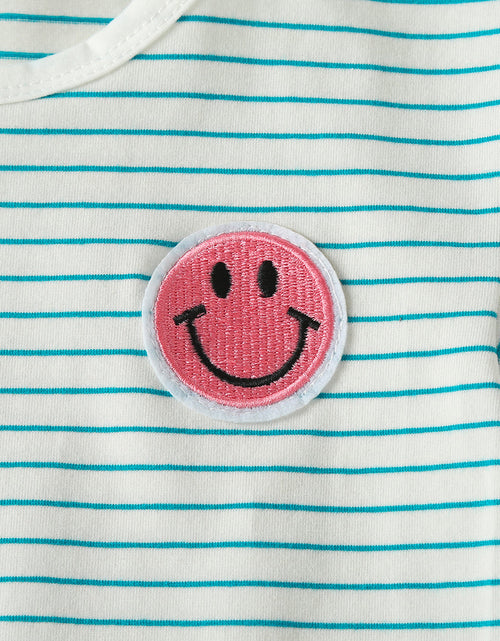 Load image into Gallery viewer, Baby Smiley Patched Pattern Striped Graphic Tee Combo Shorts Sets by MyKids-USA™
