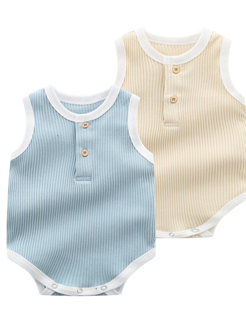 Load image into Gallery viewer, Baby Boy Solid Color Neck Buttoned Design Sleeveless Round Collar Onesies by MyKids-USA™
