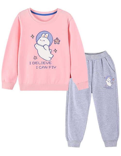 Load image into Gallery viewer, Baby Girl Cute Bunny Graphic Hoodie Combo Loose Trousers Soft Cotton Sets by MyKids-USA™
