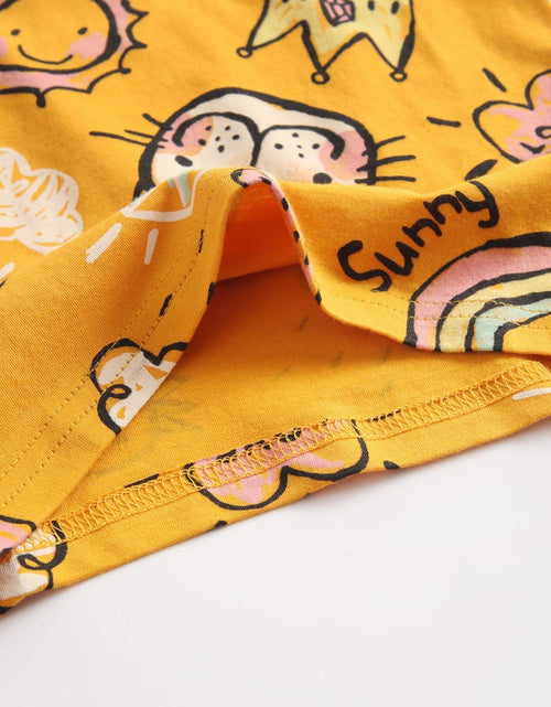 Load image into Gallery viewer, Baby Girl Cartoon Print O-Neck T-Shirt Combo Ruffle Shorts Sets In Summer by MyKids-USA™
