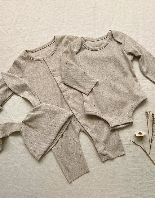 Load image into Gallery viewer, Baby Solid Color Pit Strip Fabric Long Sleeve Onesie Or Jumpsuit (Without Hat) by MyKids-USA™
