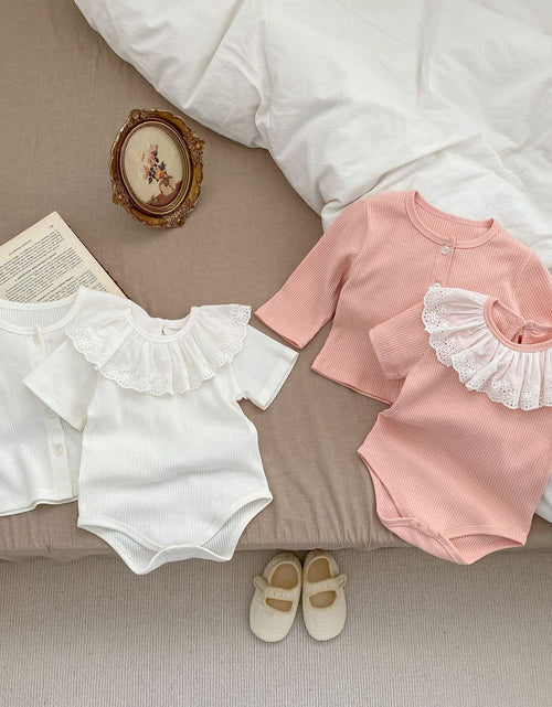 Load image into Gallery viewer, Baby Girl Solid Color Onesies With Cardigan In Summer by MyKids-USA™
