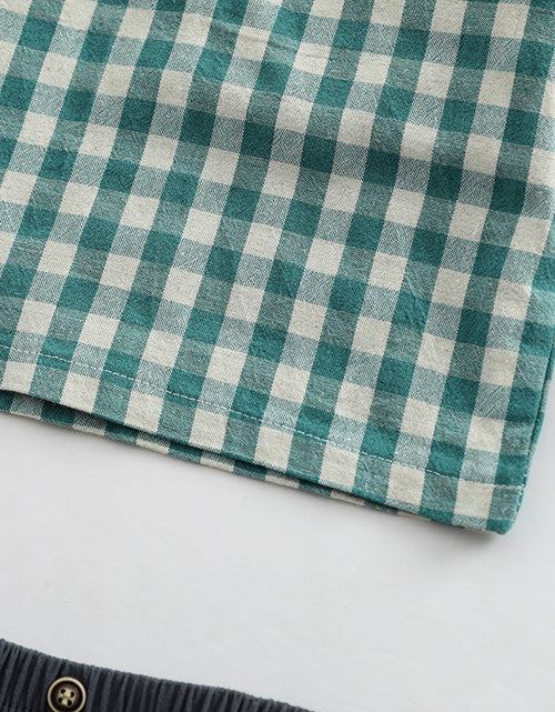 Load image into Gallery viewer, Baby Plaid Graphic Tops And Solid Shorts With Hat 1Pieces Sets by MyKids-USA™
