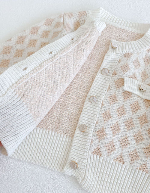Load image into Gallery viewer, Baby Girl 2pcs Plaid Graphic Onesies &amp; Cardigan Knitted Sets by MyKids-USA™
