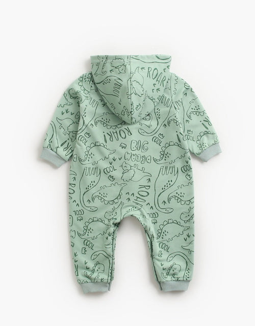 Load image into Gallery viewer, Baby Cartoon Dinosaur Graphic Snap Button Thin Style Rompers With Hat by MyKids-USA™
