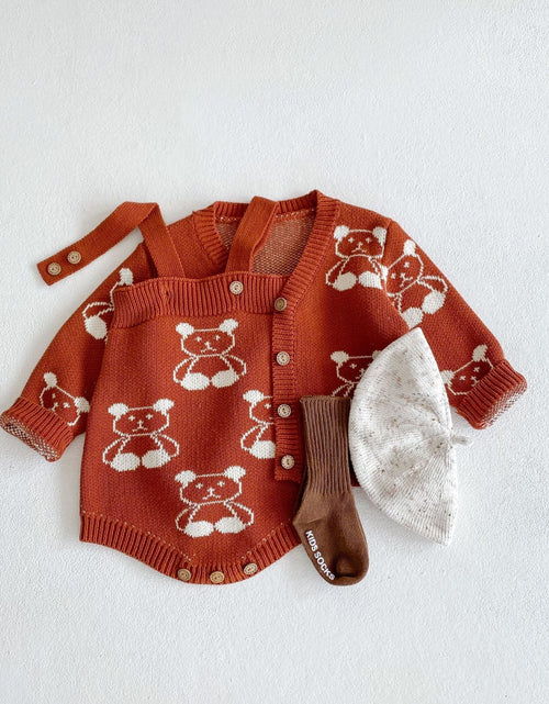 Load image into Gallery viewer, Baby Girl Cartoon Bear Embroidered Graphic Knitted Sleeveless Bodysuit &amp; Cardigan 1-Pieces Sets by MyKids-USA™
