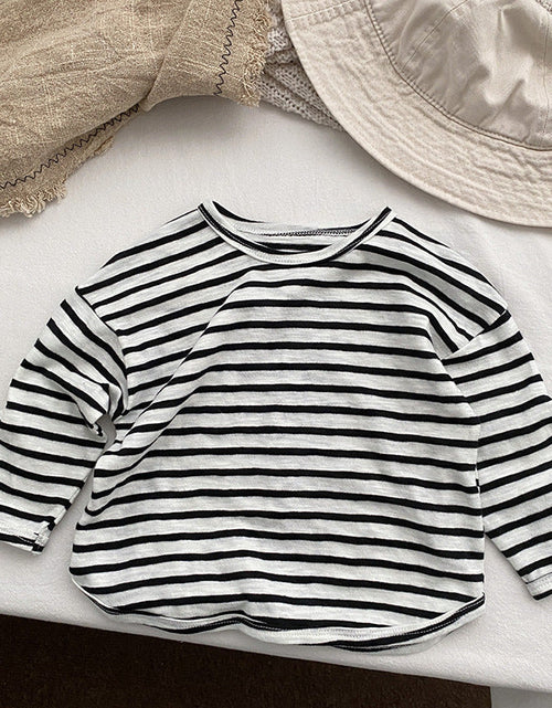 Load image into Gallery viewer, Baby Striped Graphic Long Sleeve Soft Cotton Loose Shirt by MyKids-USA™
