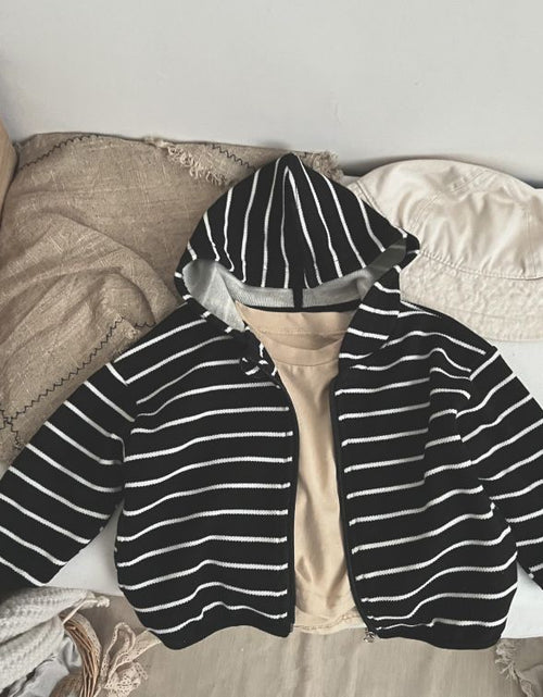Load image into Gallery viewer, Baby Striped Pattern Single Breasted Design Long Sleeve Coat With Hat by MyKids-USA™
