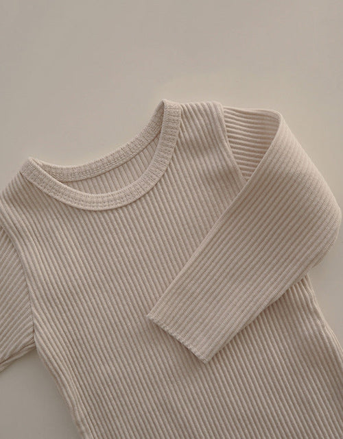 Load image into Gallery viewer, Baby Solid Color Pit Strip Fabric Long Sleeve Bodysuit by MyKids-USA™
