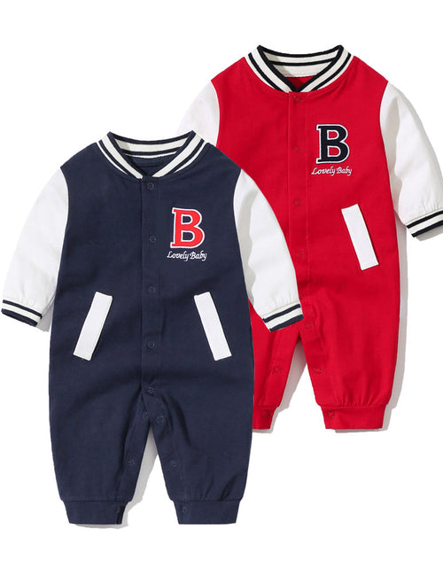 Load image into Gallery viewer, Baby Letter Embroidered Pattern Long Sleeves Baseball Rompers by MyKids-USA™
