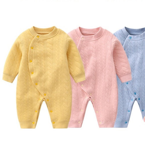 Load image into Gallery viewer, Baby Solid Color Side Snap Button Design Long Sleeved Winter Thickened Romper by MyKids-USA™
