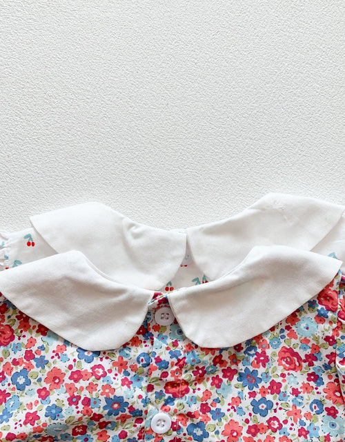 Load image into Gallery viewer, Baby Girl Doll Collar Floral Print Dress Combo Floral Print Shorts In Sets Summer Outfit Wearing by MyKids-USA™
