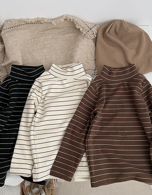 Load image into Gallery viewer, Baby Striped Pattern High Turtle Nack Soft Cotton Comfy Shirt by MyKids-USA™
